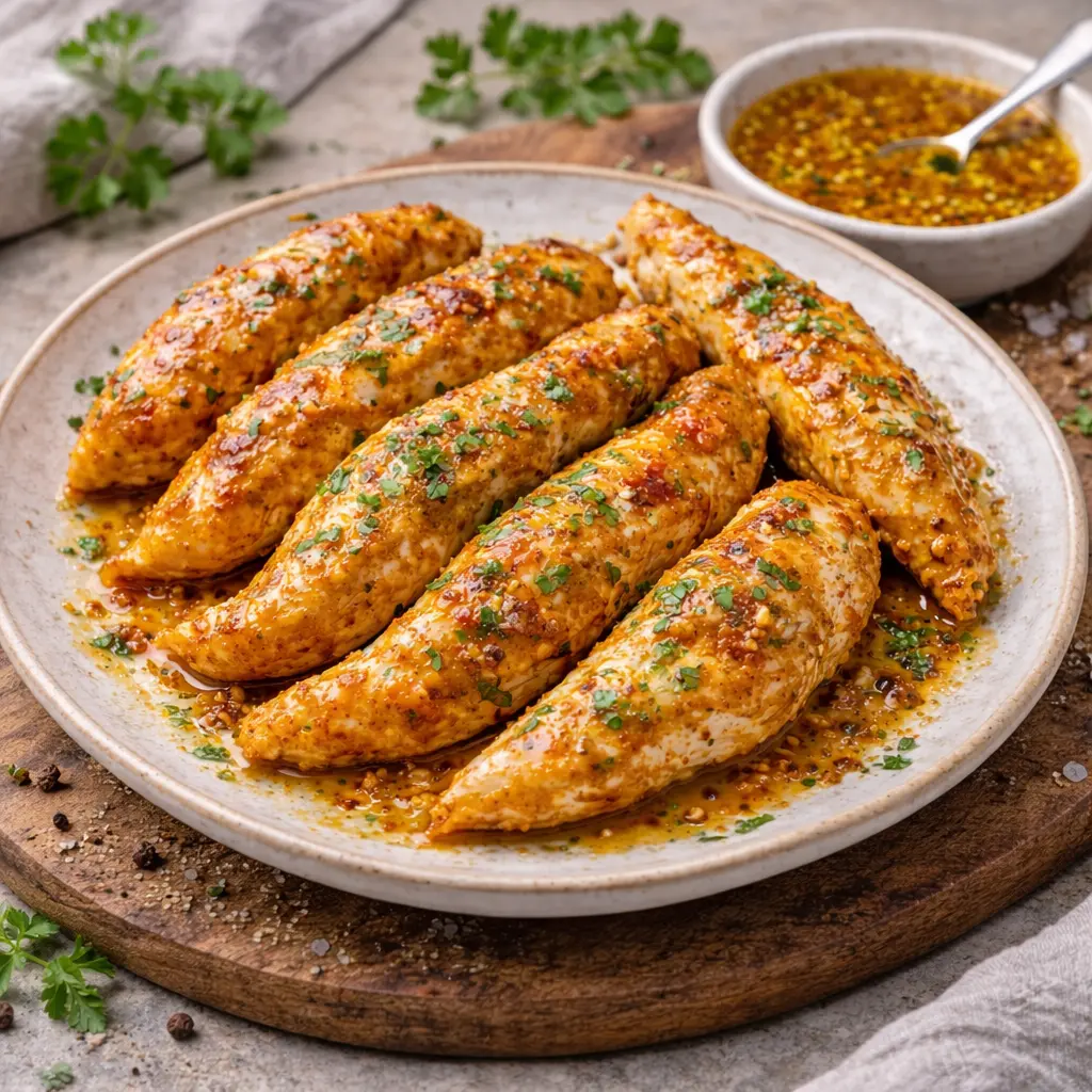 Aiguillettes de poulet miel-moutarde